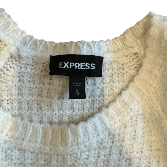 EXPRESS Tiered Lace Ribbed Wool Blend Sweater Pullover - Picture 8 of 13